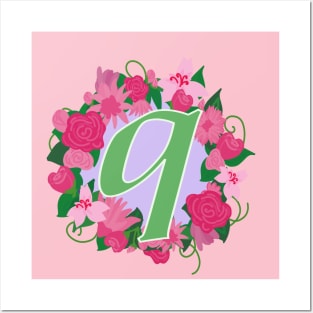 Monogram Q, Personalized Floral Initial Posters and Art